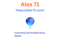 Tampilan antarmuka perangkat lunak setelah menjalankan corel draw x3 portable untuk membuat desain logo vektor di komputer.