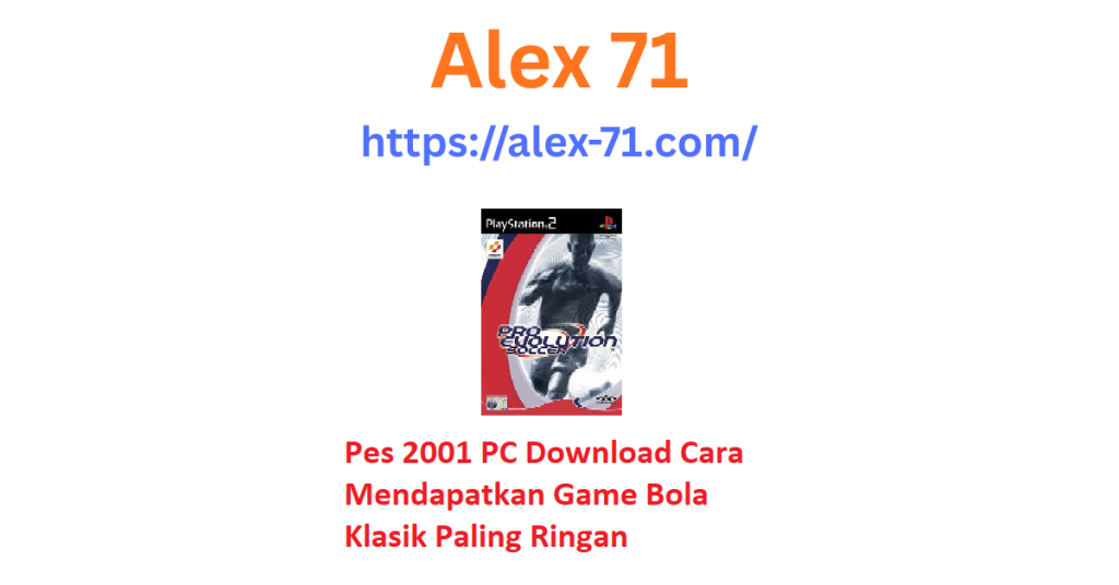 Tampilan menu utama dan aksi pemain sepak bola klasik dalam game pes 2001 pc download yang dijalankan di komputer modern Windows 11.